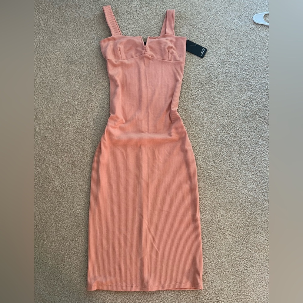 Caution To The Wind Peach Midi Dress